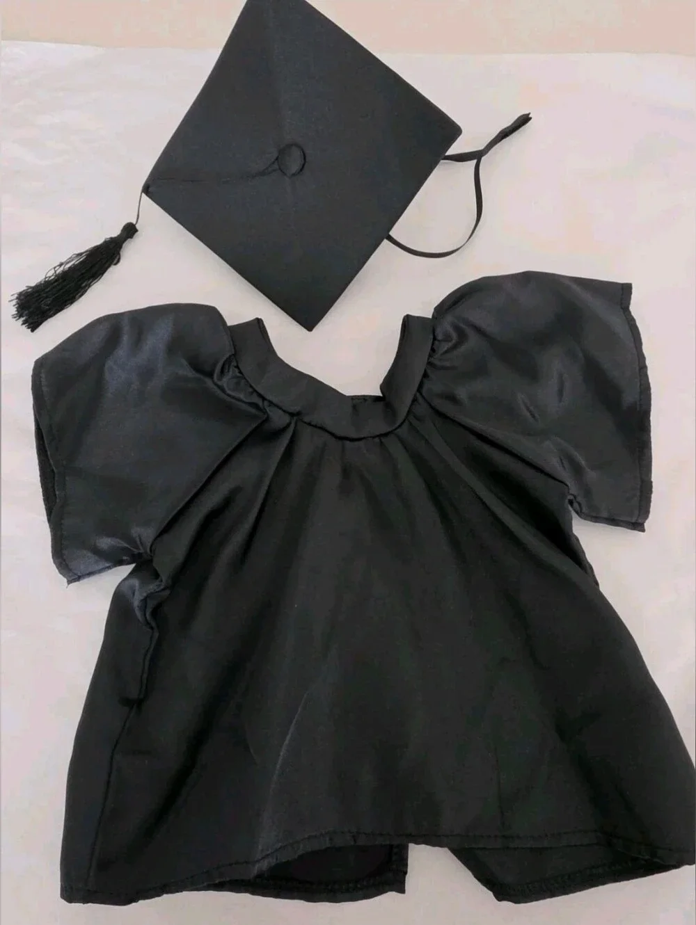 Build-A-Bear Workshop Black Satin Graduation Cap, Tassel, Diploma Gown Outfit